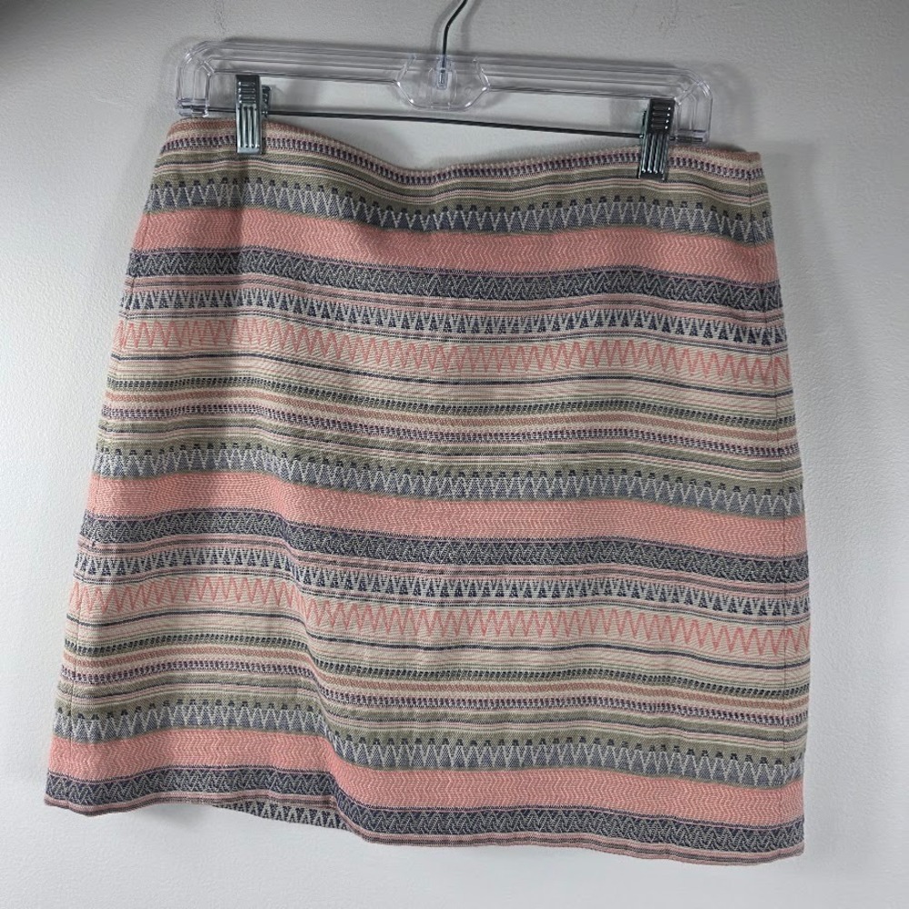 LOFT Outlet Women's Size 10 Boho Striped Textured Mini Skirt A Line Zip Back